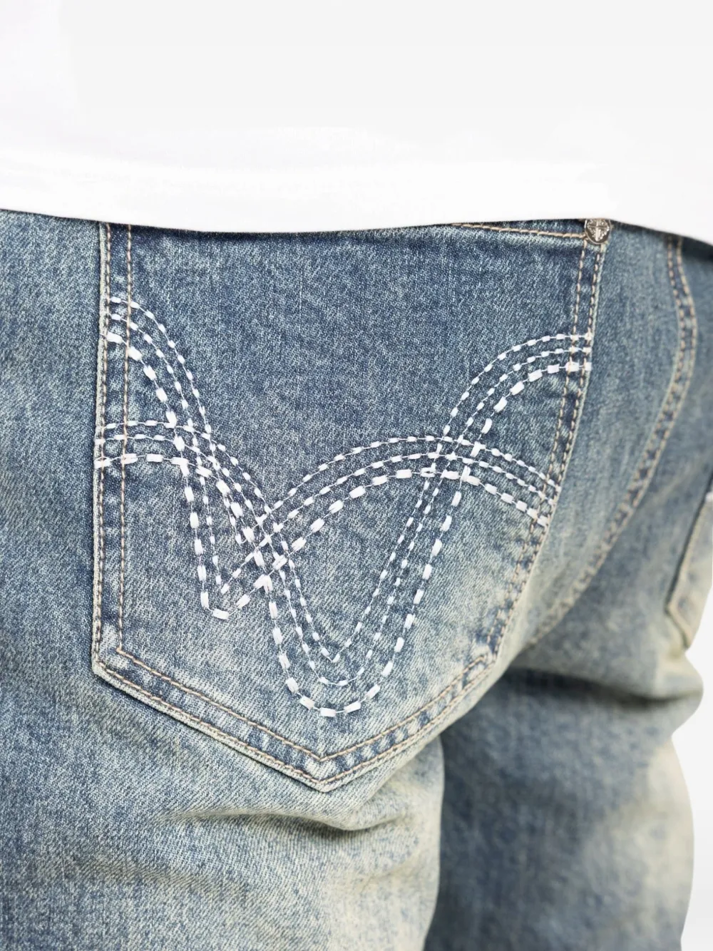 GUAPI Knight jeans verfraaid met kristallen en vlakken Blauw