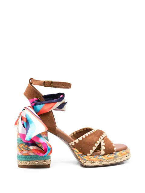 exè scarf-detail whipstitch-trim sandals