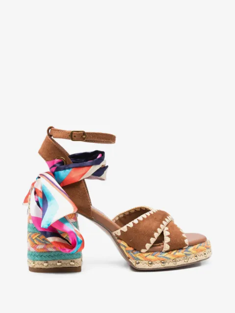 exè scarf-detail whipstitch-trim sandals