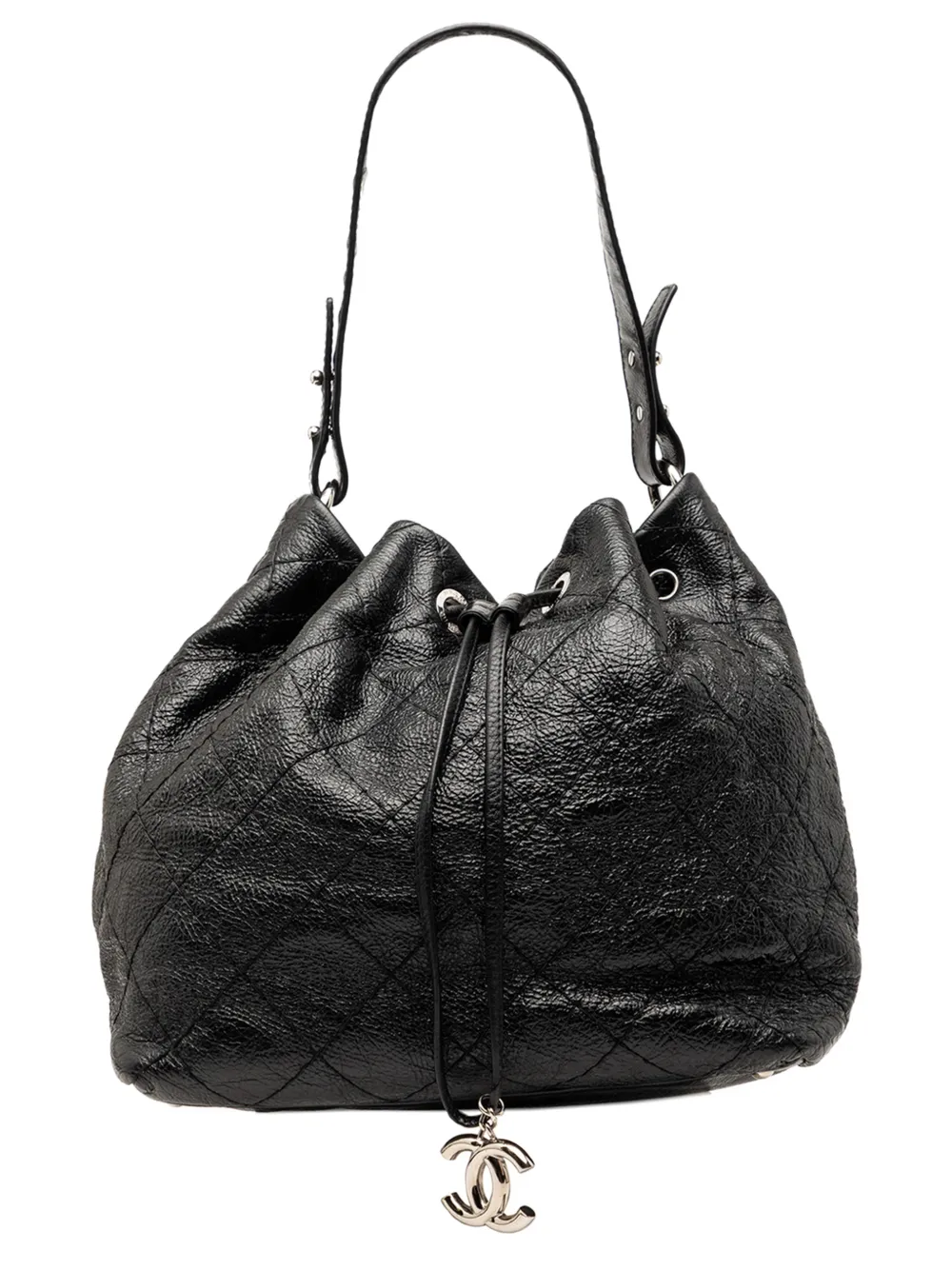 CHANEL Pre-Owned 2010-2011 Glazed Calfskin On The Road bucket bag - Nero