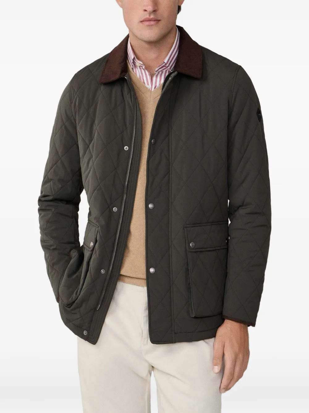 Hackett London стеганая куртка с вельветовым воротником | зеленый | Image 1