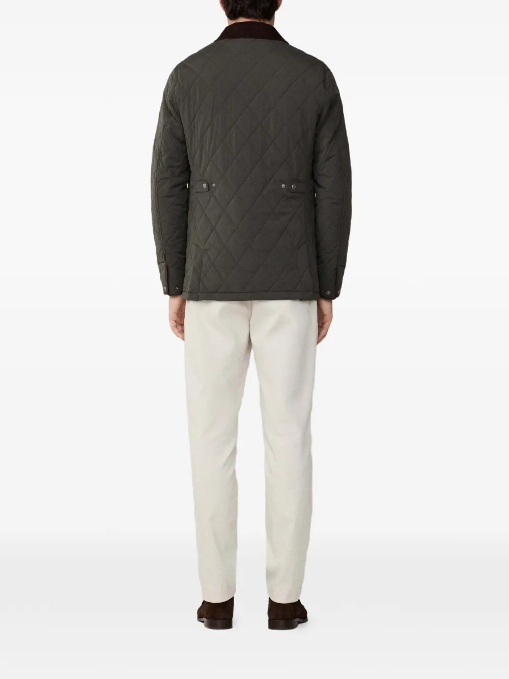 Hackett London Gewatteerd jack met ribfluwelen kraag Groen