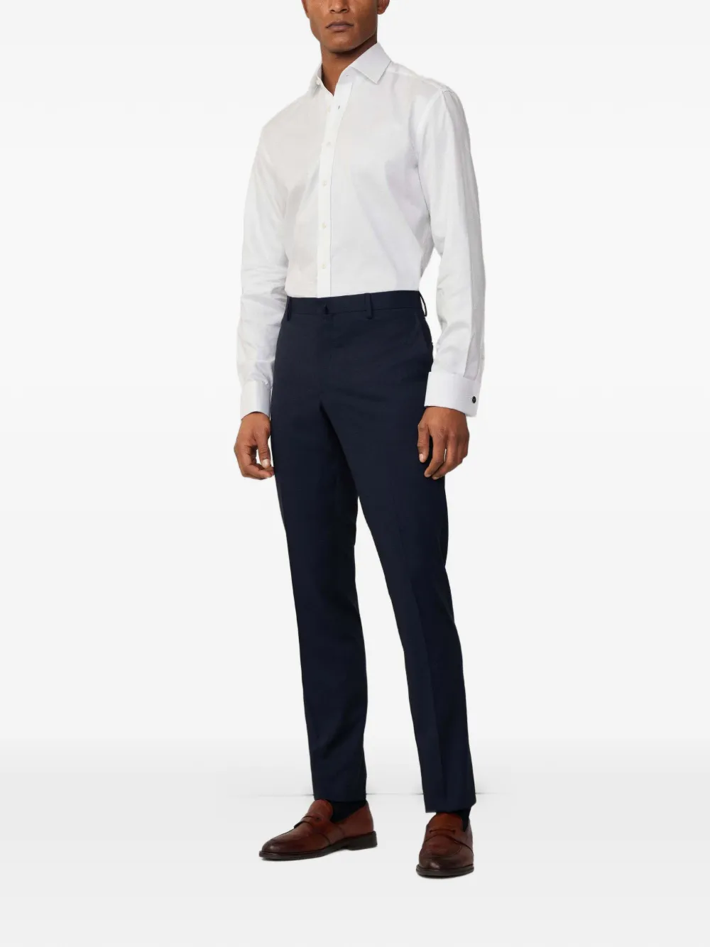 Hackett London Oxford overhemd met uitgesneden kraag Wit