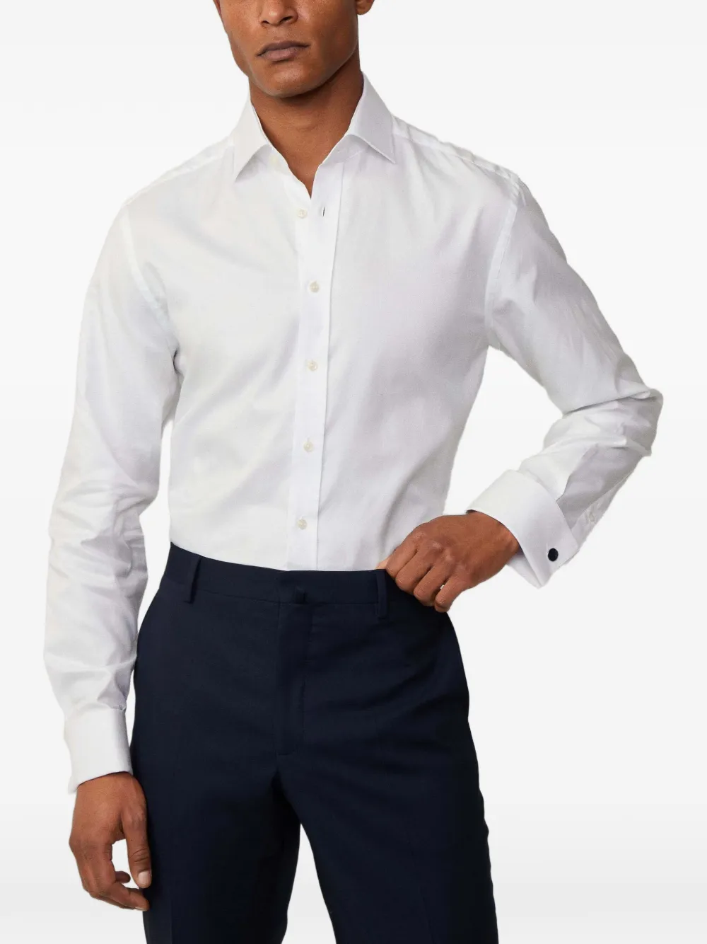 Hackett London Oxford overhemd met uitgesneden kraag Wit