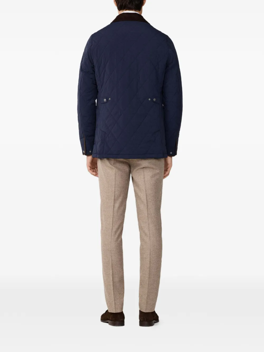 Hackett London Gewatteerd jack met ribfluwelen kraag Blauw