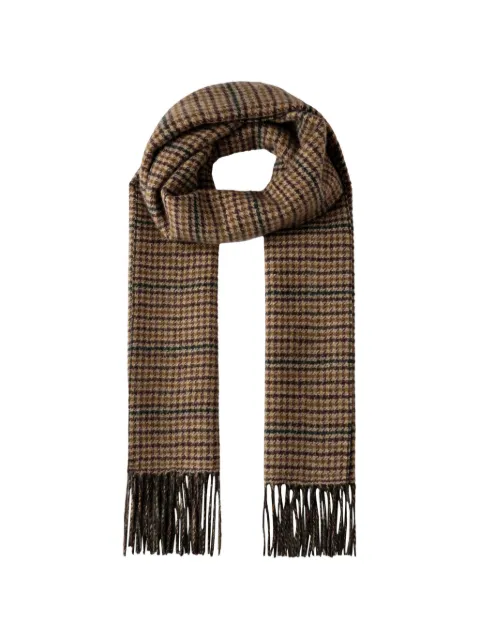 Hackett London check-pattern fringed scarf
