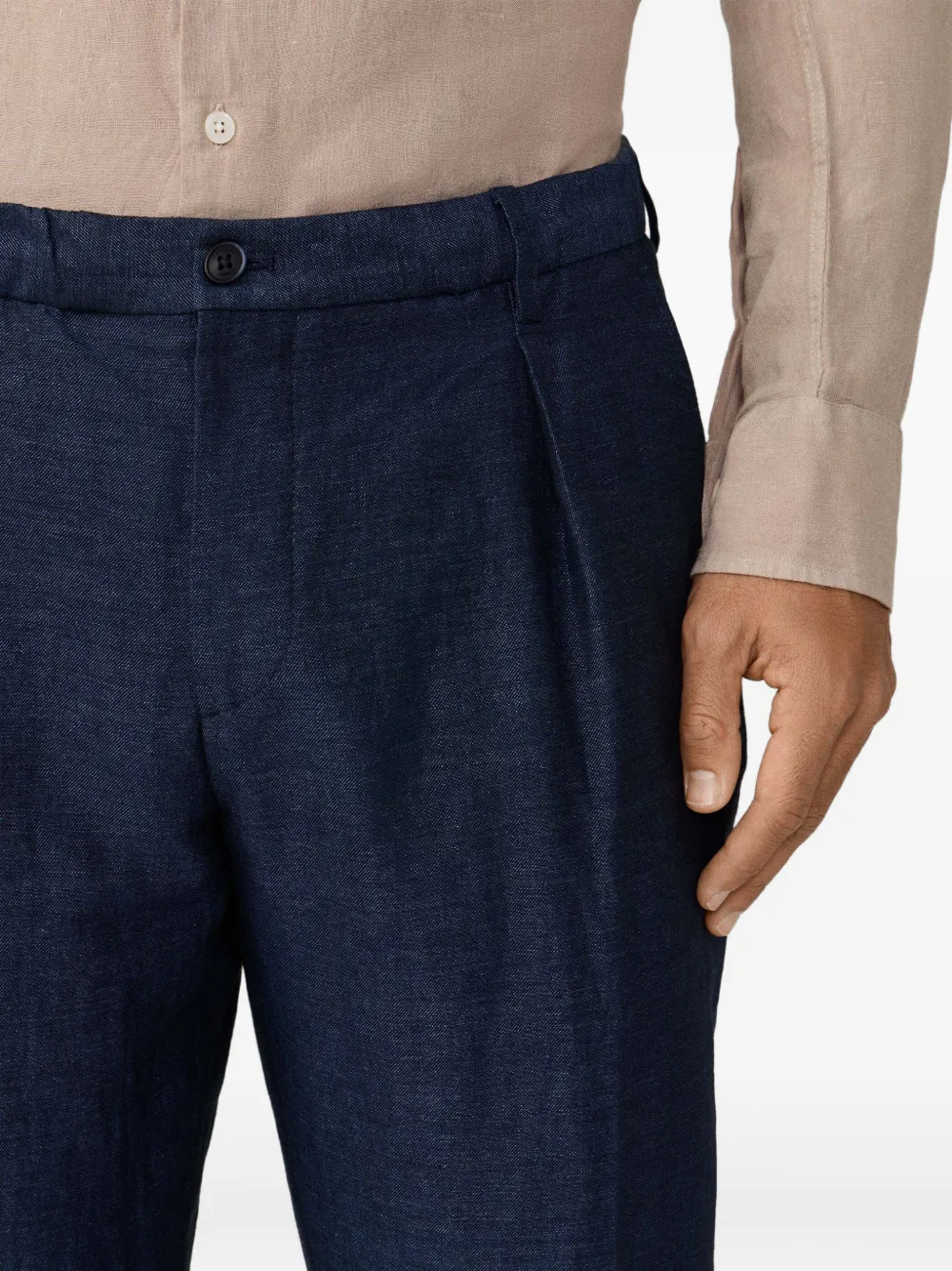 Hackett London Gemêleerde plooibroek Blauw