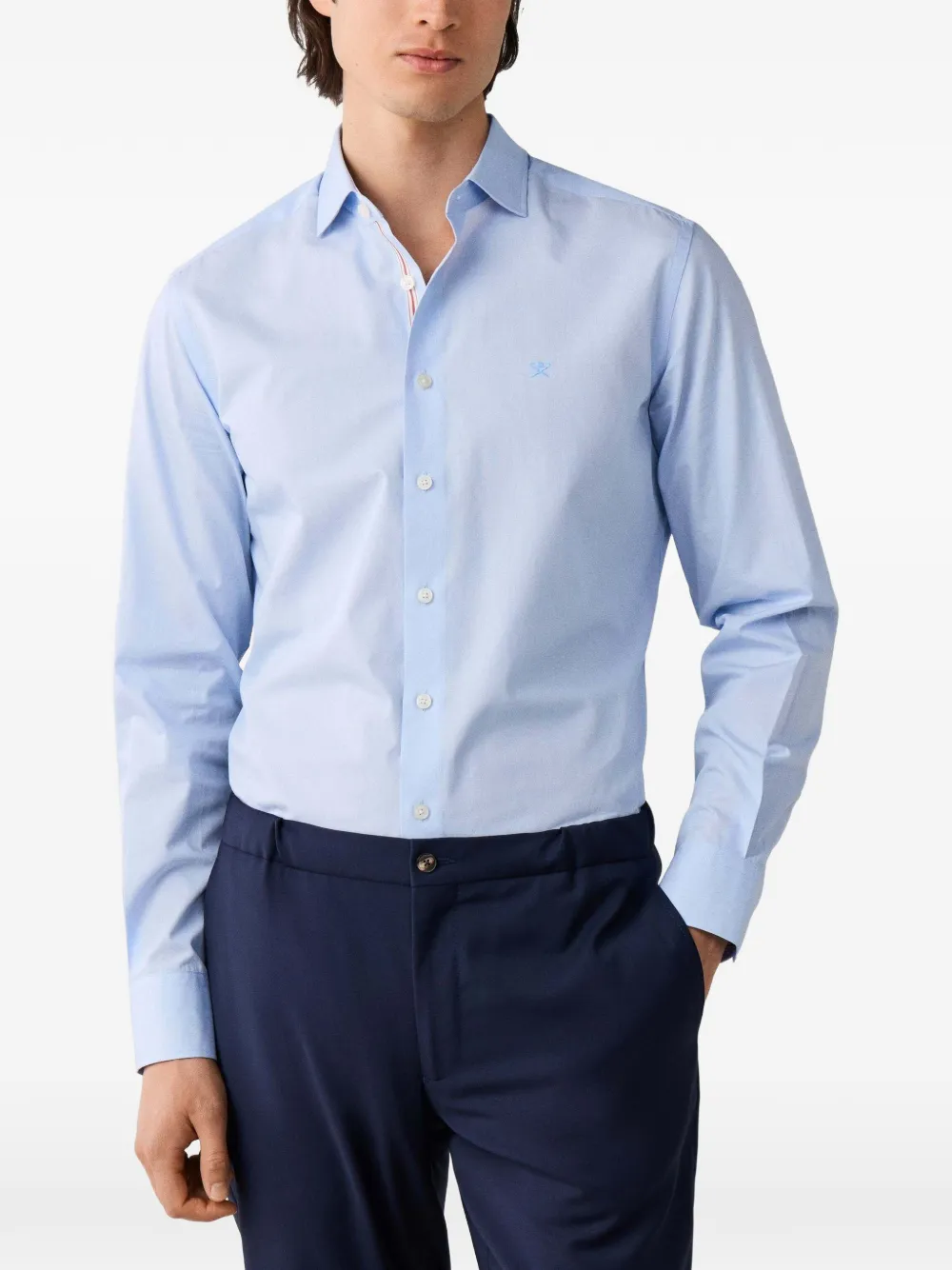 Hackett London Hairline-stripe Tailored-fit Shirt In Blue