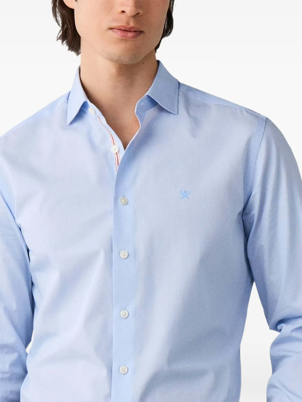 Hackett London Getailleerd overhemd met haarstreep Blauw
