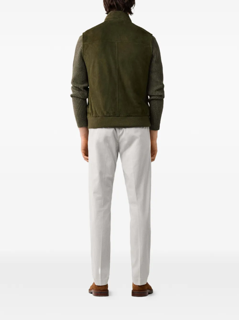 Hackett London Suède gilet met geribbelde afwerking Groen