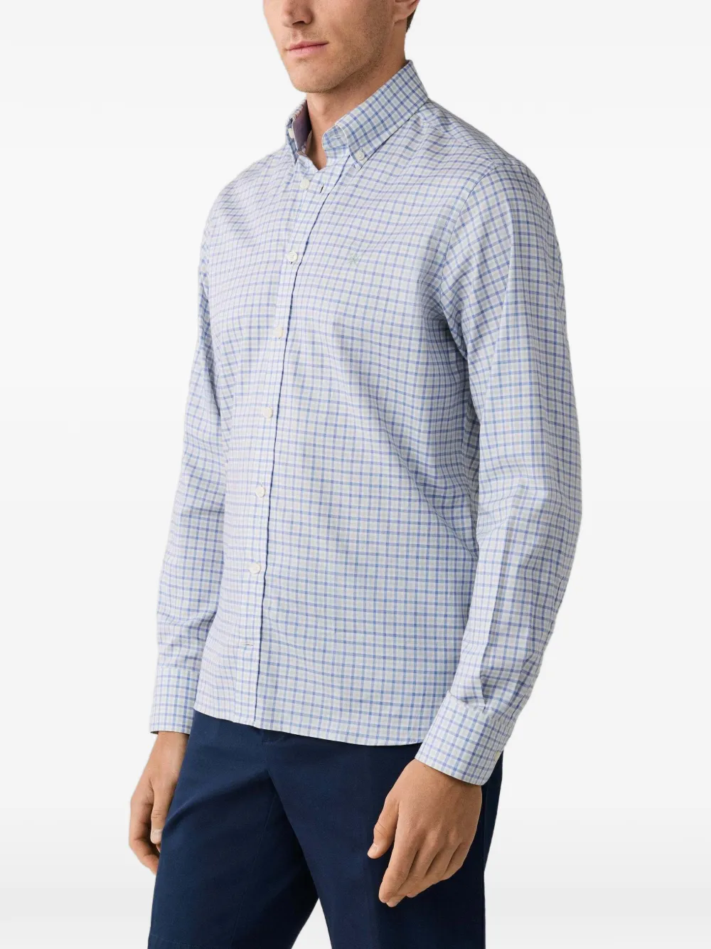 Hackett London Overhemd met brompton kraag en gingham ruit Groen