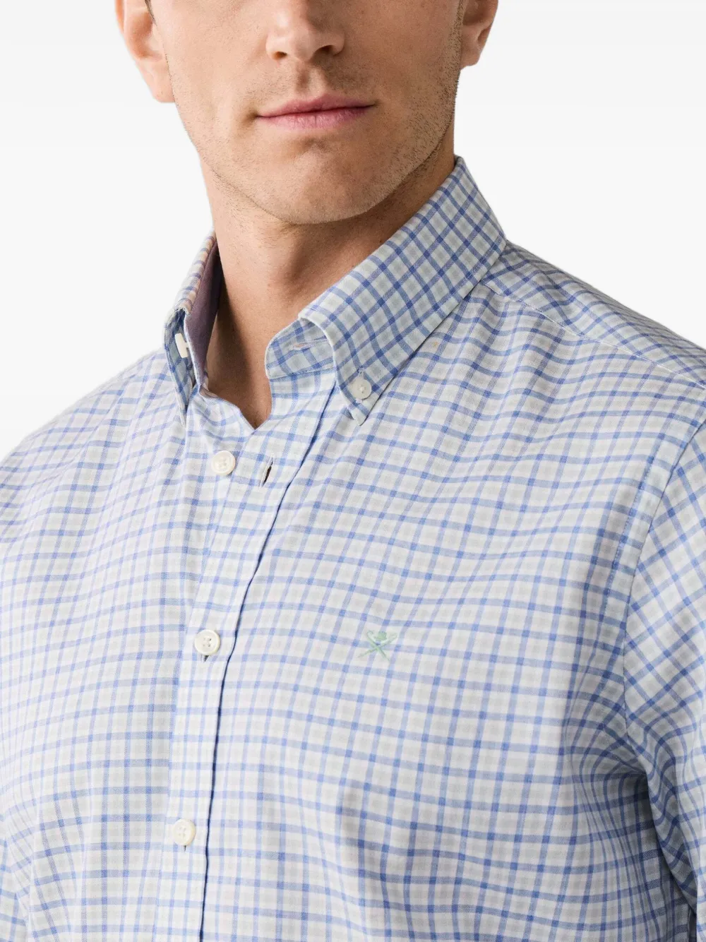 Hackett London Overhemd met brompton kraag en gingham ruit Groen