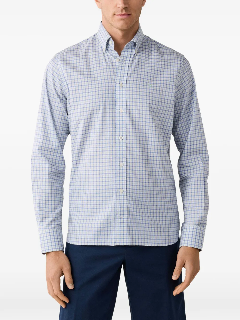 Hackett London Gingham-pattern Brompton-collar Shirt In Green