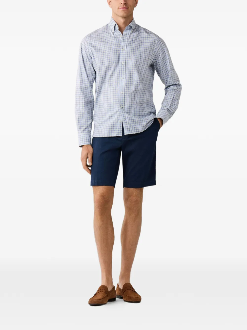 Hackett London Overhemd met brompton kraag en gingham ruit Groen