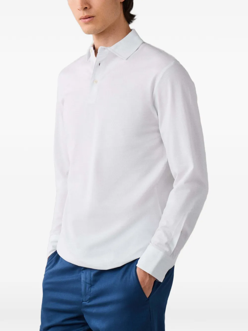 Hackett London Poloshirt met lange mouwen Wit