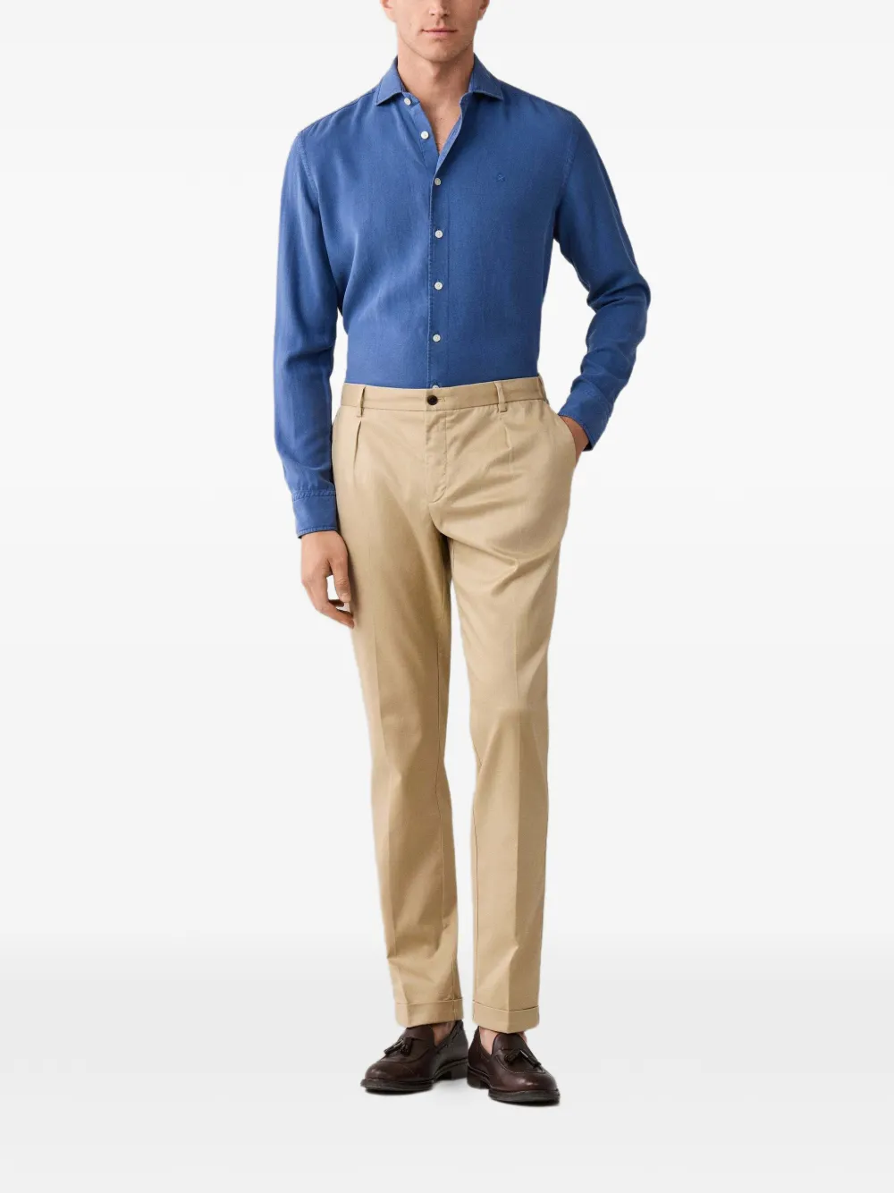 Hackett London Geverfd overhemd van katoen Blauw