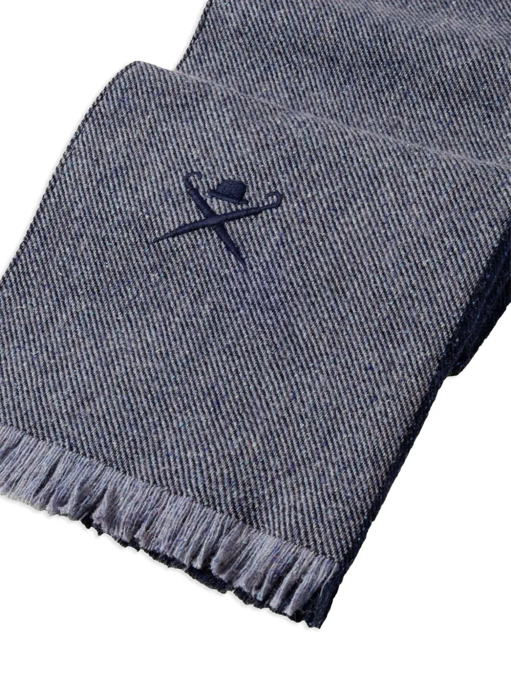 Hackett London Brolly Frisby sjaal met franje Blauw