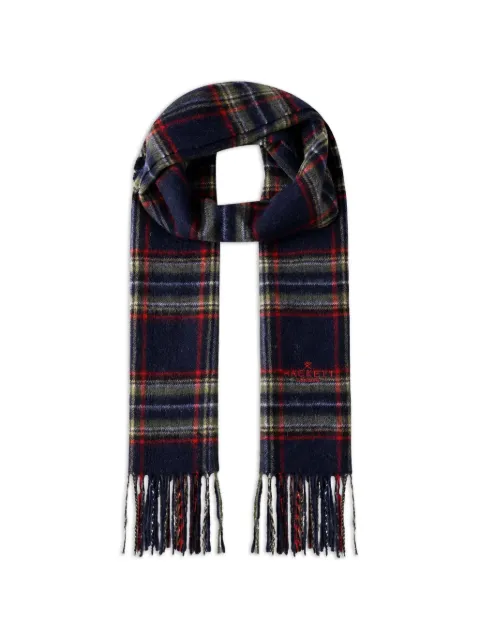 Hackett London plaid logo-embroidered scarf