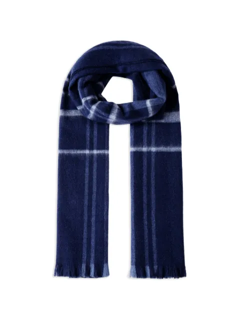 Hackett London check-pattern fringed scarf