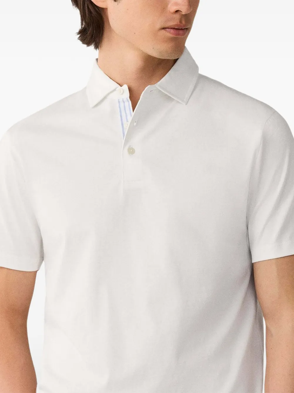 Hackett London Jersey poloshirt met geweven afwerking Wit