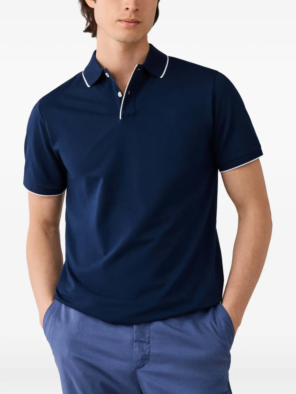 Hackett London Mercerised Cotton-pique Polo Shirt In Blue