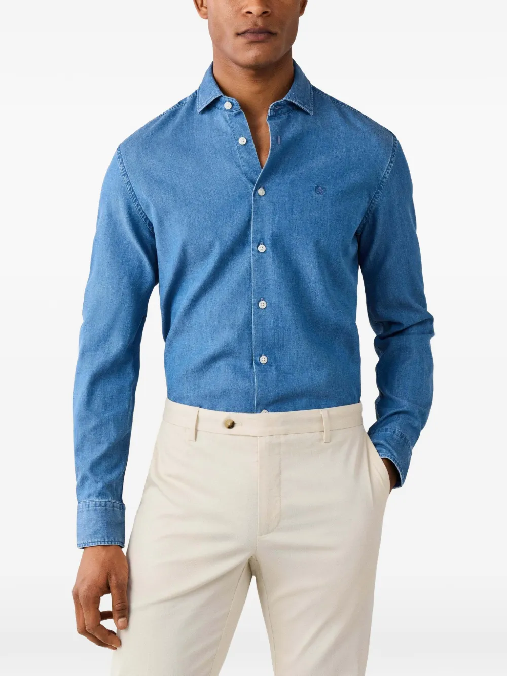 Hackett London Kent cutaway-collar denim shirt | Blue | Image 1