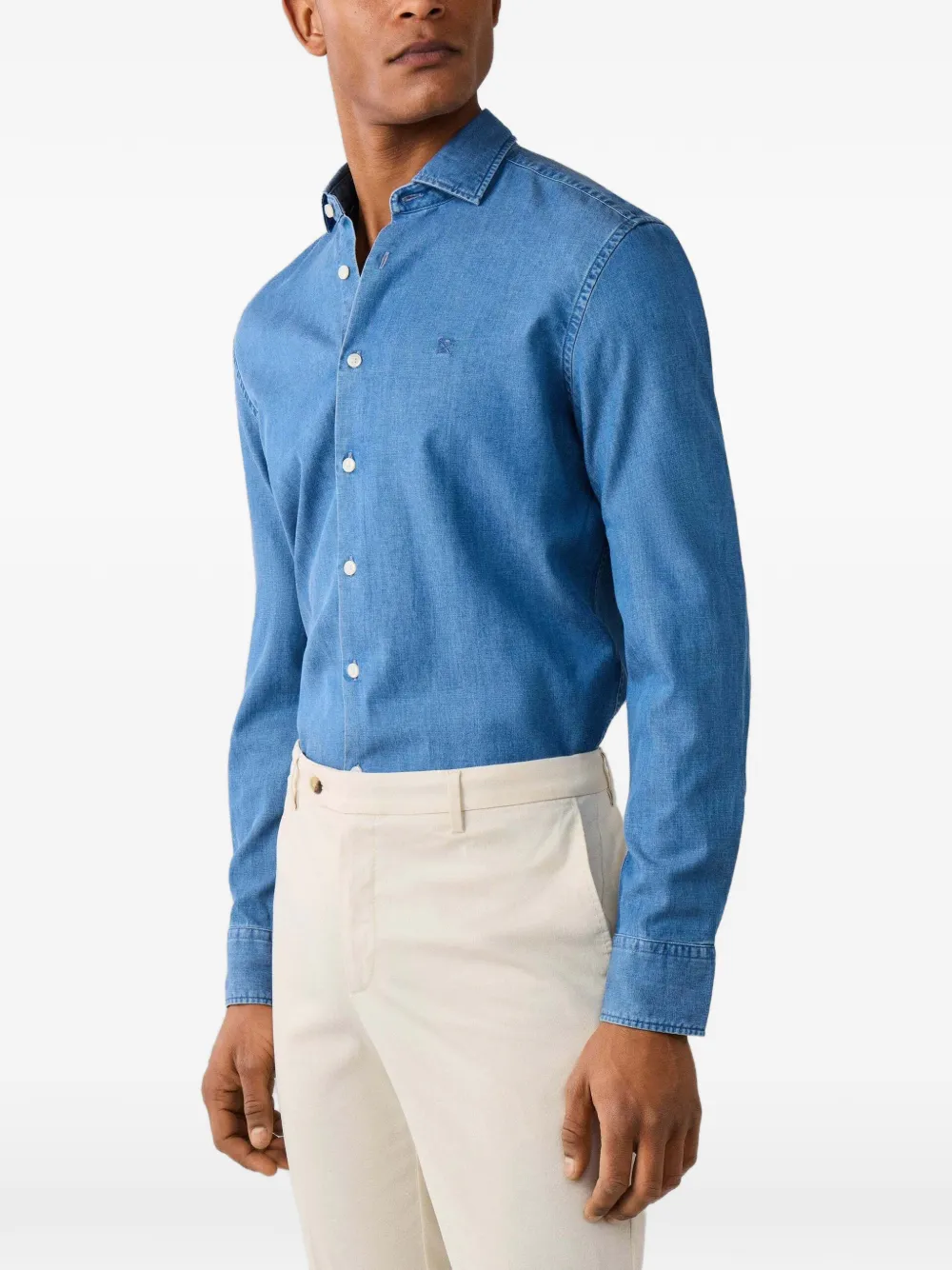 Hackett London Kent denim overhemd met uitgesneden kraag Blauw