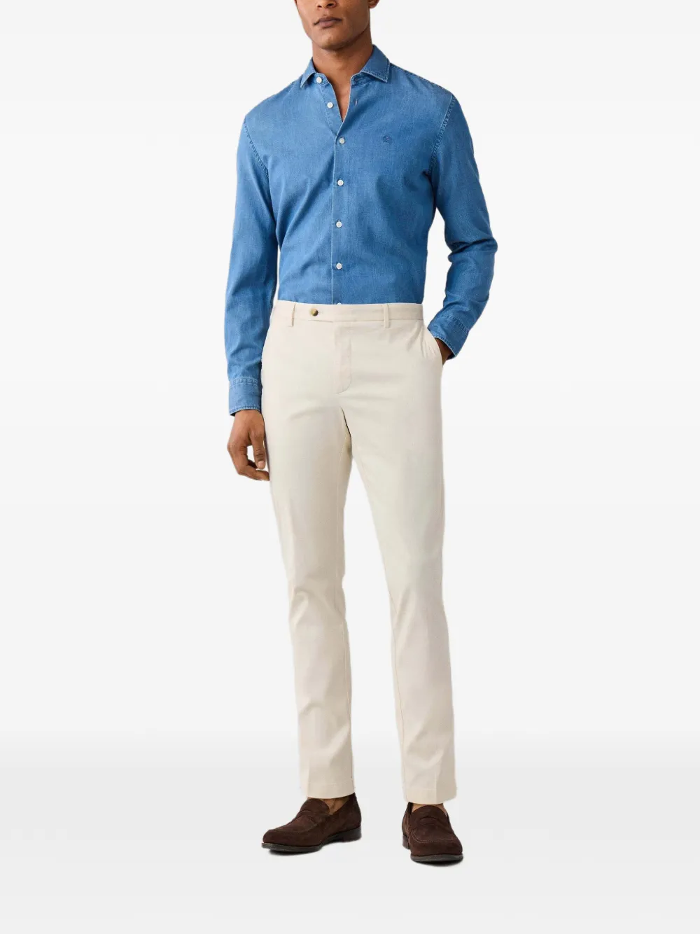 Hackett London Kent denim overhemd met uitgesneden kraag Blauw