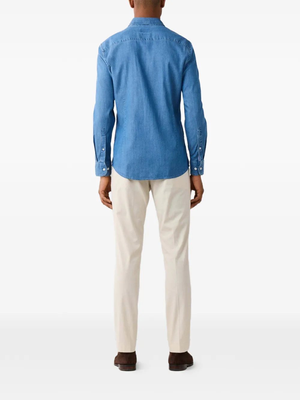 Hackett London Kent denim overhemd met uitgesneden kraag Blauw