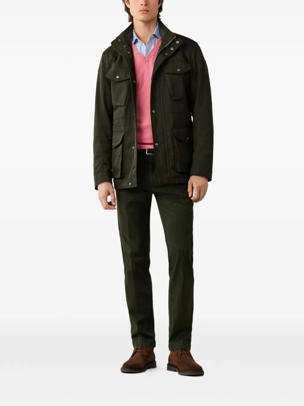 Hackett London Velospeed jack met zakdetail Groen
