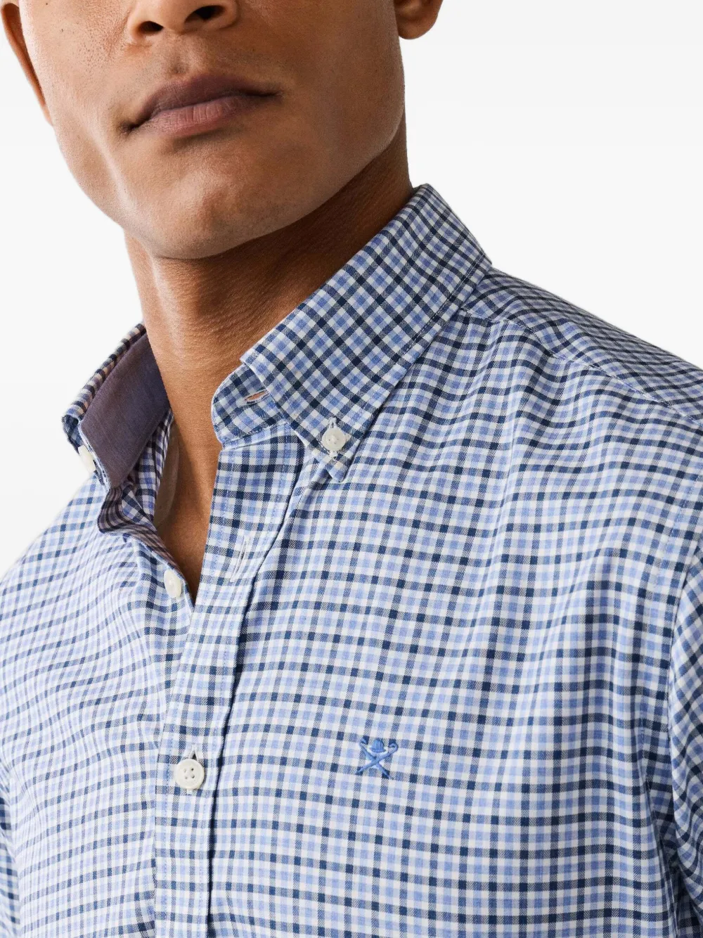 Hackett London Overhemd met brompton kraag en gingham ruit Blauw