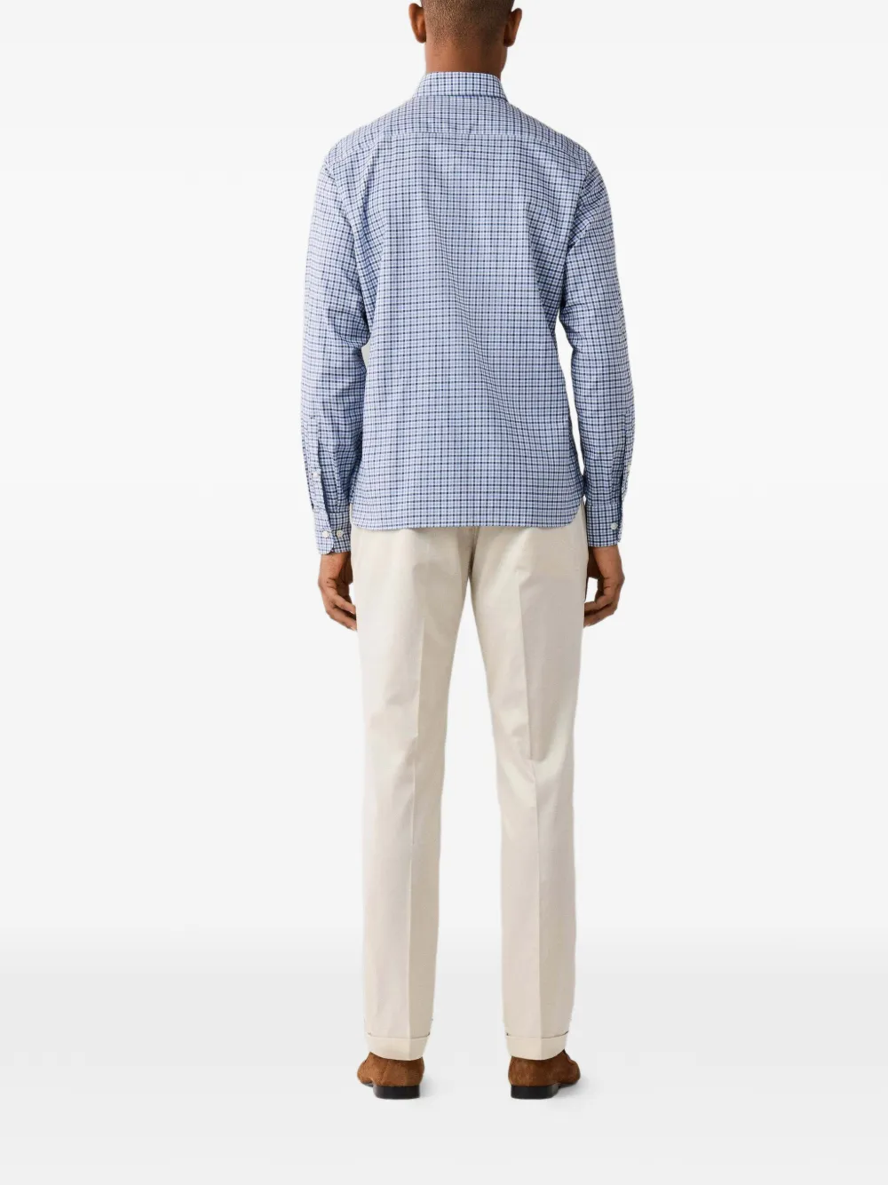 Hackett London Overhemd met brompton kraag en gingham ruit Blauw