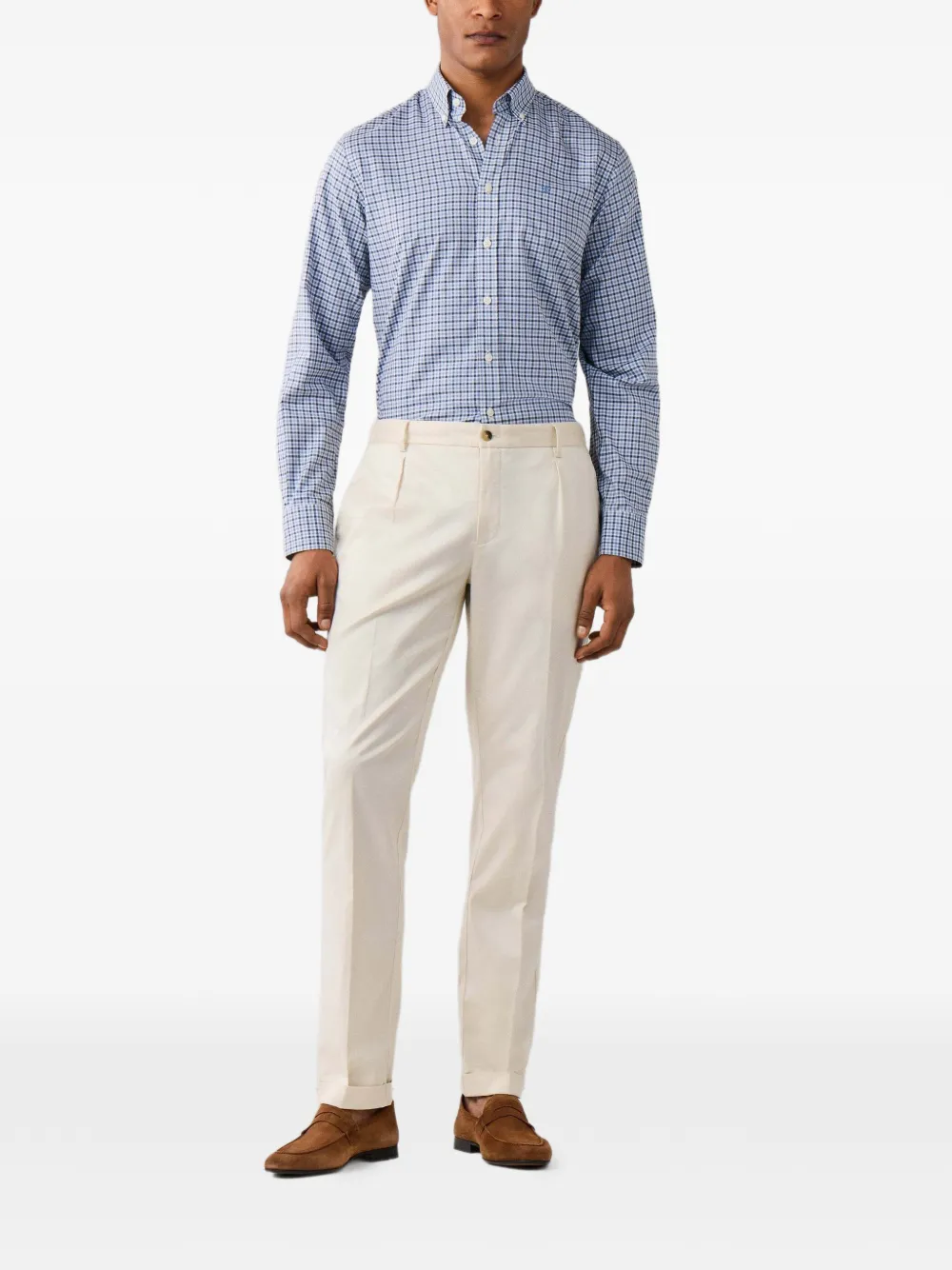 Hackett London Overhemd met brompton kraag en gingham ruit Blauw