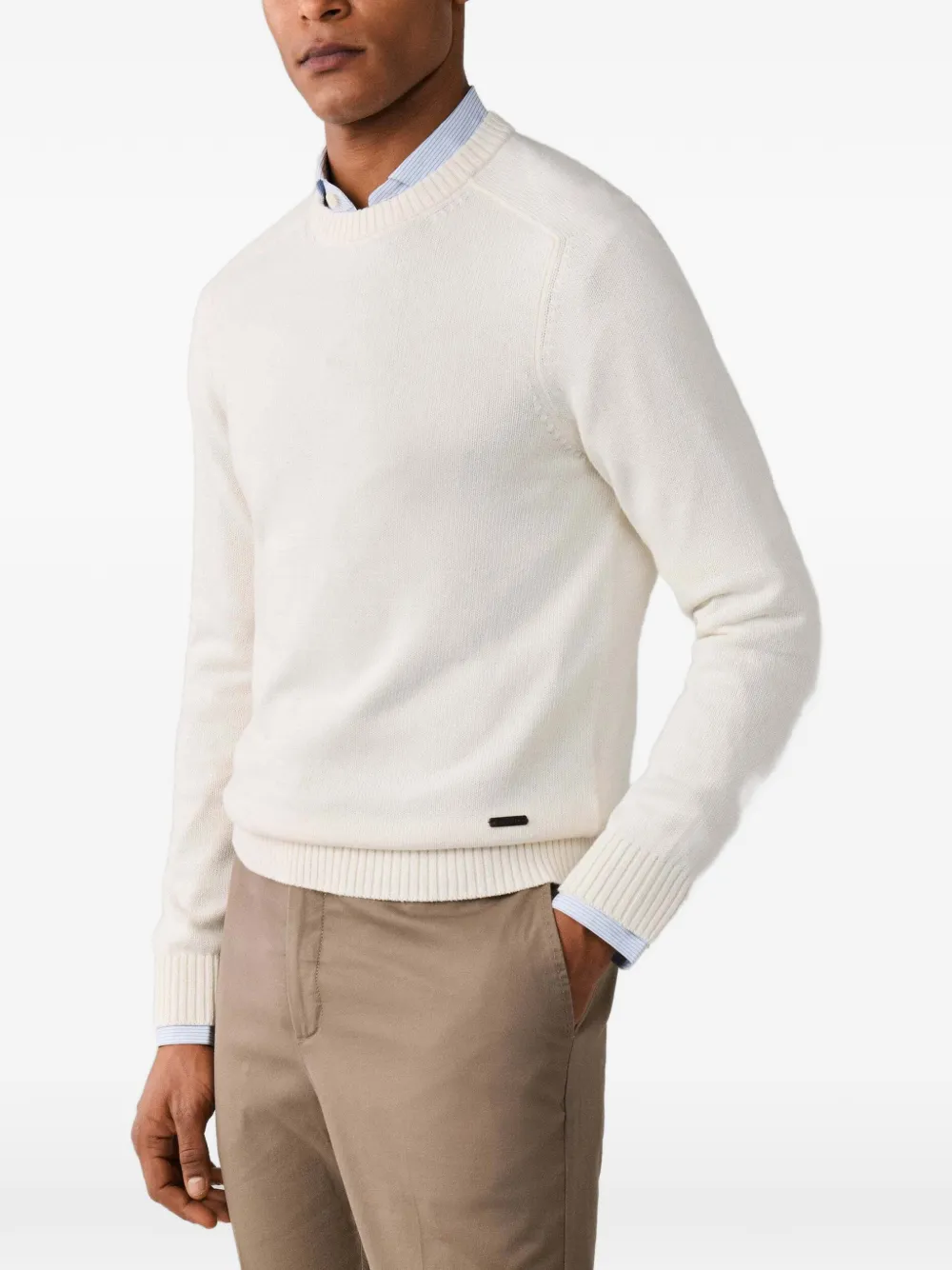 Hackett London Saddle Crew katoenen sweater Wit