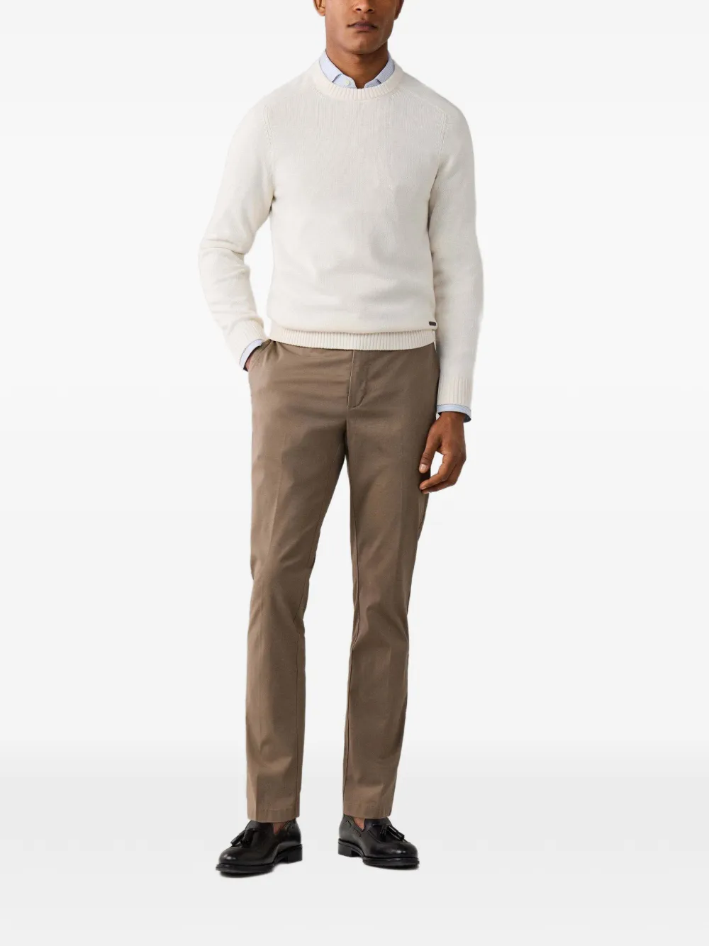 Hackett London Saddle Crew katoenen sweater Wit