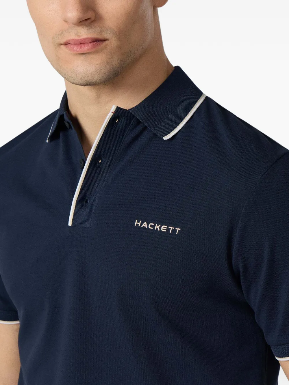 Hackett London Poloshirt met geborduurde afwerking Blauw