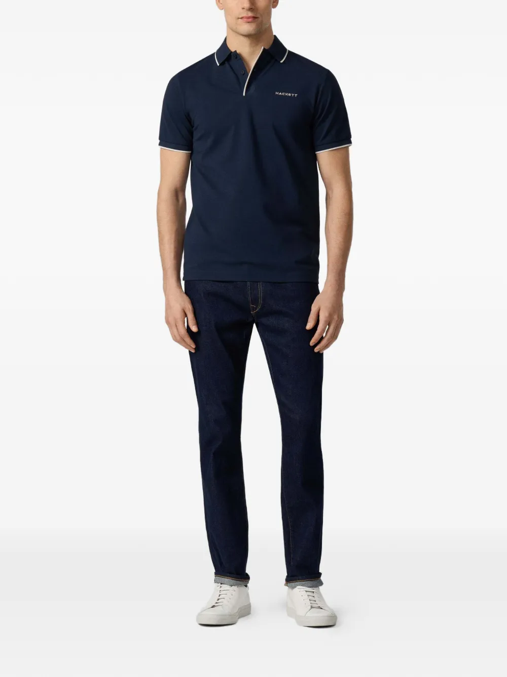 Hackett London Poloshirt met geborduurde afwerking Blauw