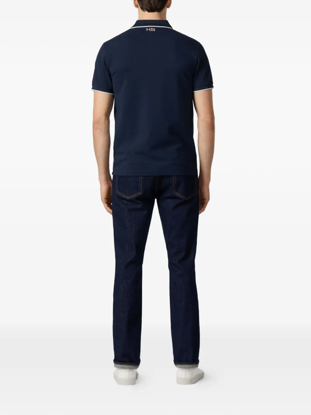 Hackett London Poloshirt met geborduurde afwerking Blauw