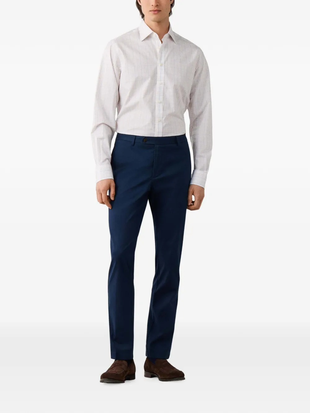 Hackett London Geruit overhemd Wit