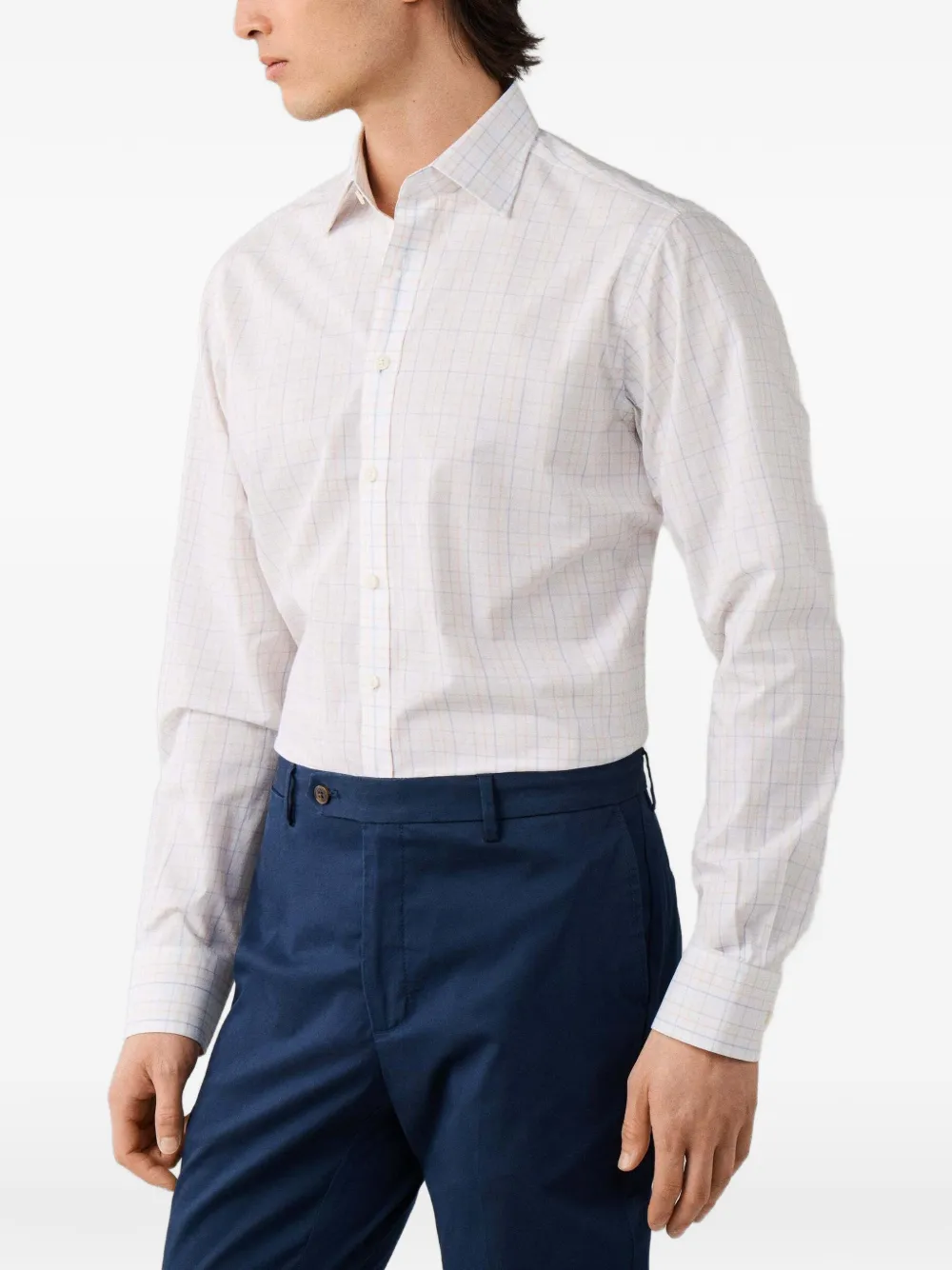 Hackett London Geruit overhemd Wit
