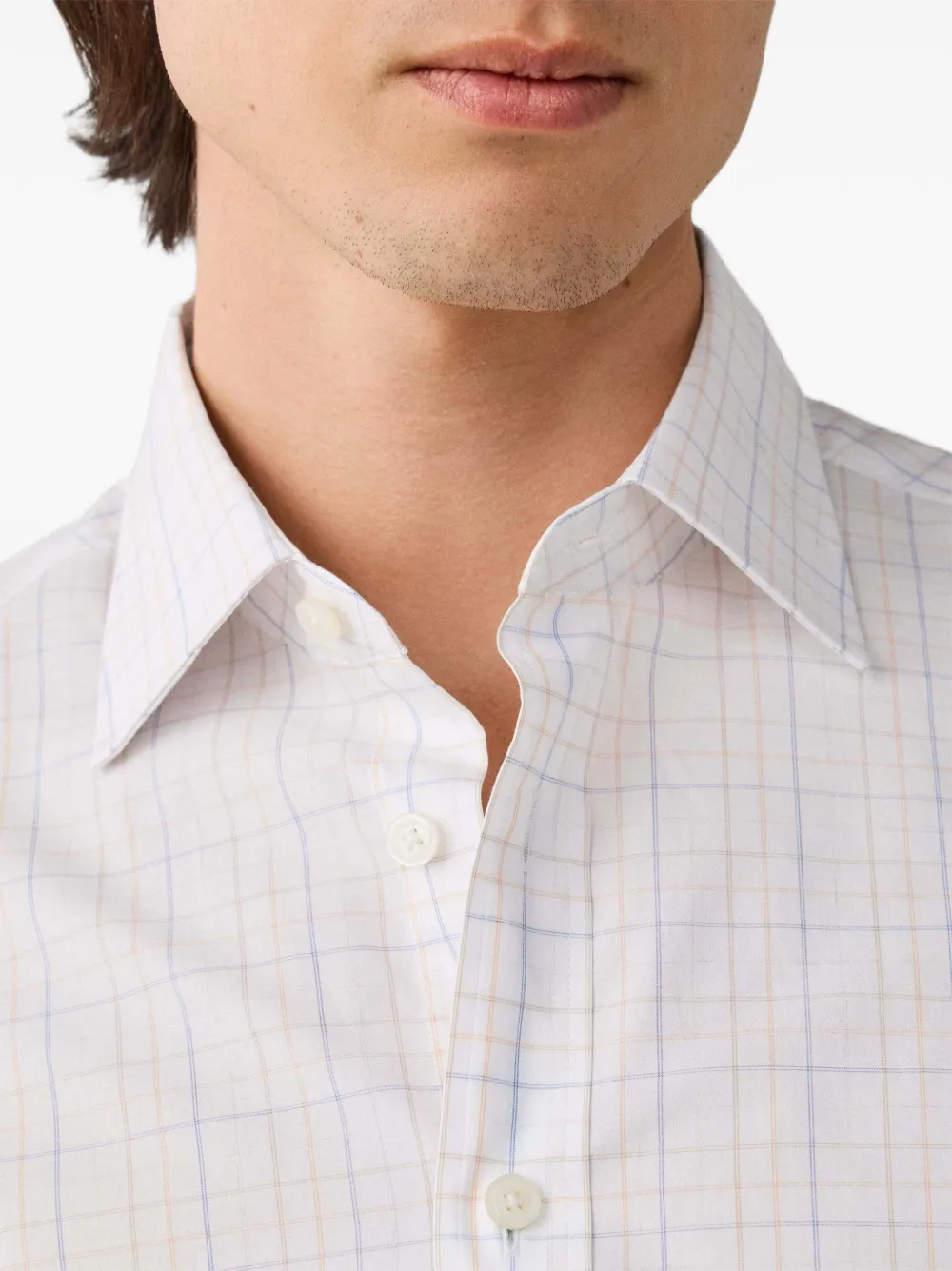 Hackett London Geruit overhemd Wit