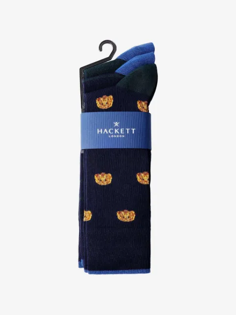 Hackett London Harry embroidered socks (set of three)