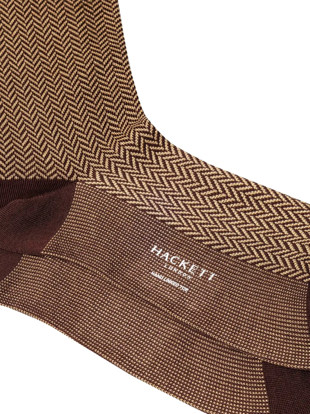 Hackett London Herringbone Socks In Brown