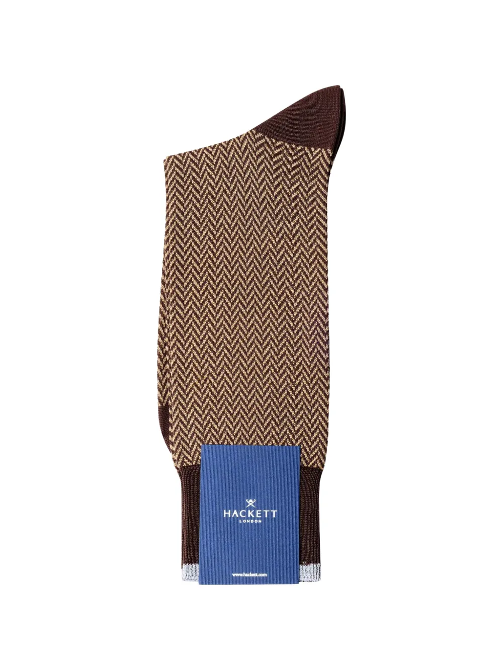 Hackett London Herringbone Socks In Brown