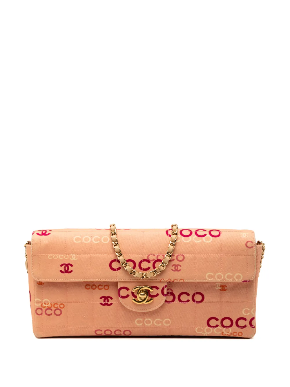 CHANEL Pre-Owned 2000-2002 CC Chocolate Bar Canvas Logo East West Flap shoulder bag - Rosa