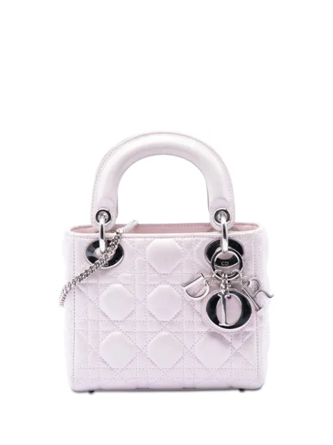 Christian Dior Pre-Owned 2016 Mini Iridescent Lambskin Cannage Lady Dior satchel