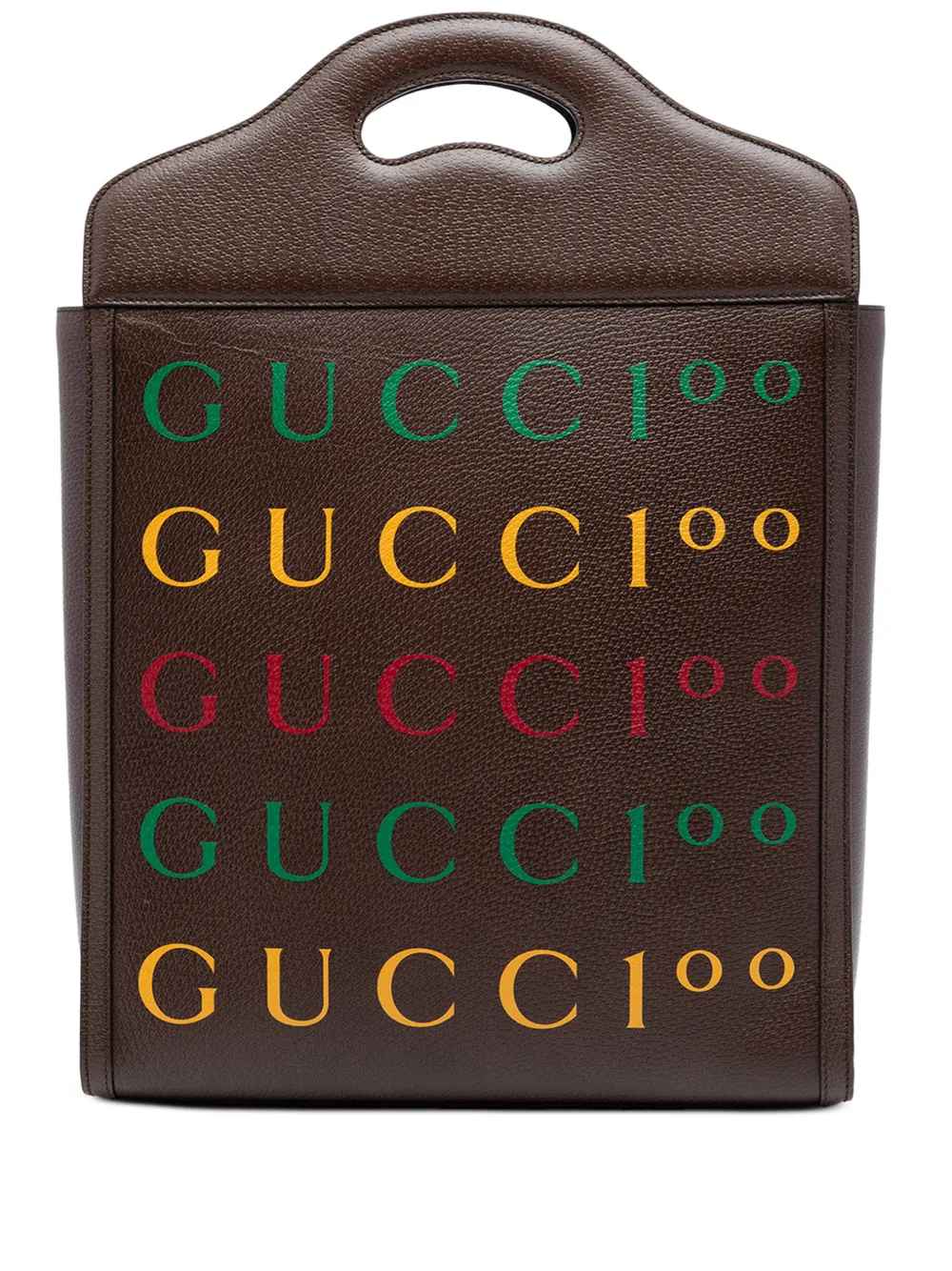 Gucci Pre-Owned 2016-2026 100th Anniversary Textured Calfskin Logo Convertible tote bag - Marrone