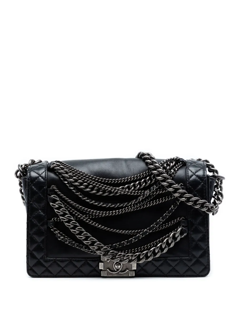 CHANEL Pre-Owned 2013-2014 Medium Paris Dallas Enchained Boy Flap shoulder bag - Nero