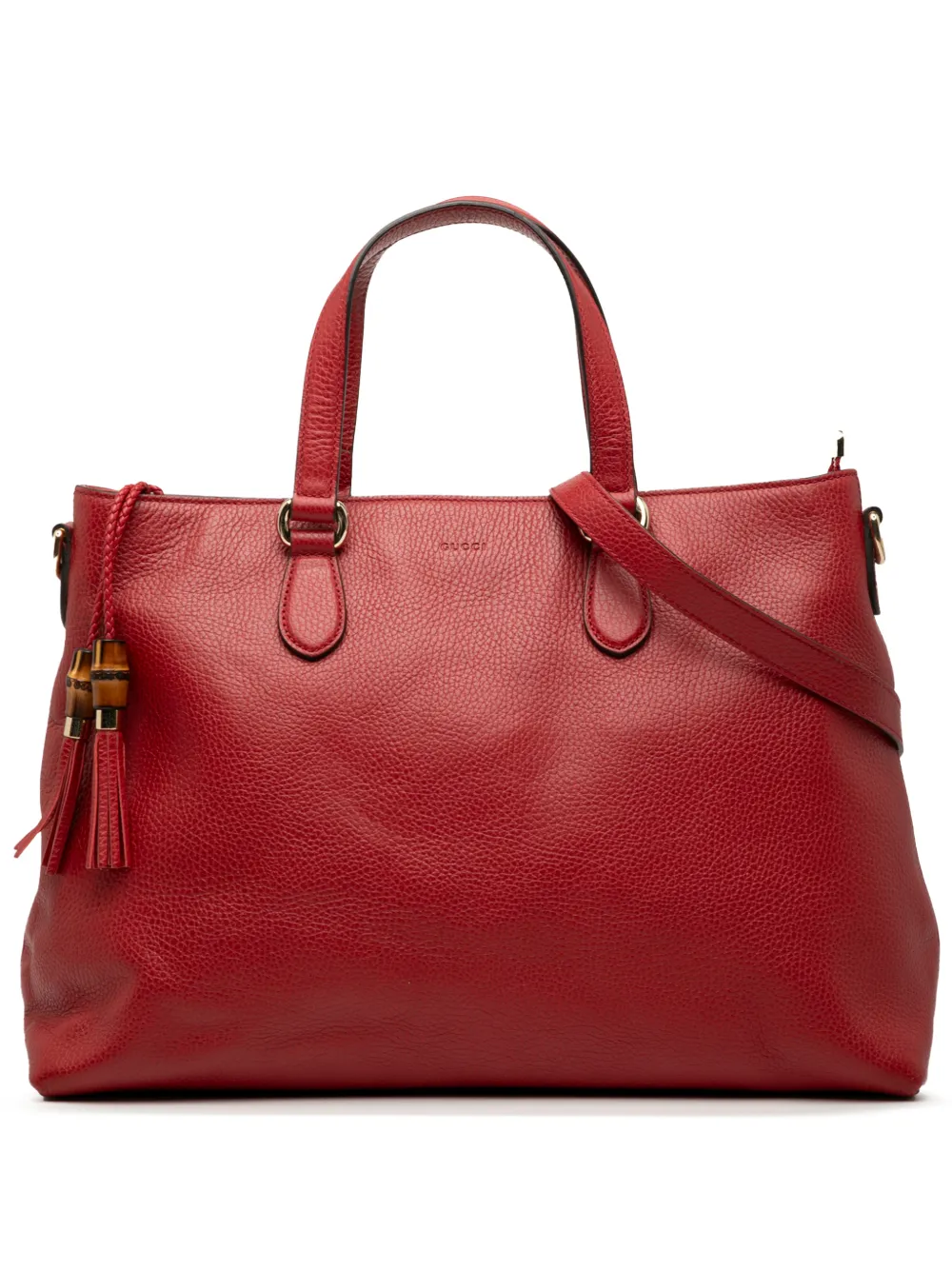 Gucci Pre-Owned 2000-2015 Leather Bamboo Tassel satchel - Rosso