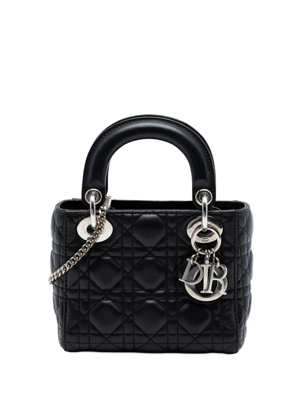 Christian Dior Pre-Owned 2017 Mini Lambskin Cannage Lady Dior satchel - Nero